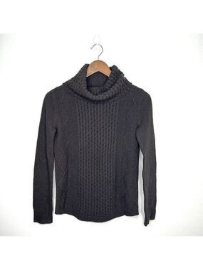 Theory Grey Turtleneck Cable Knit Sweater Medium 100% Wool